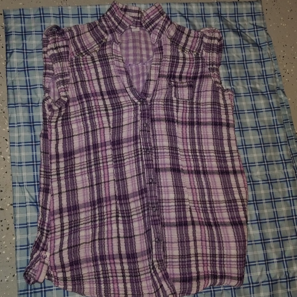 Purple Plaid Snap Down